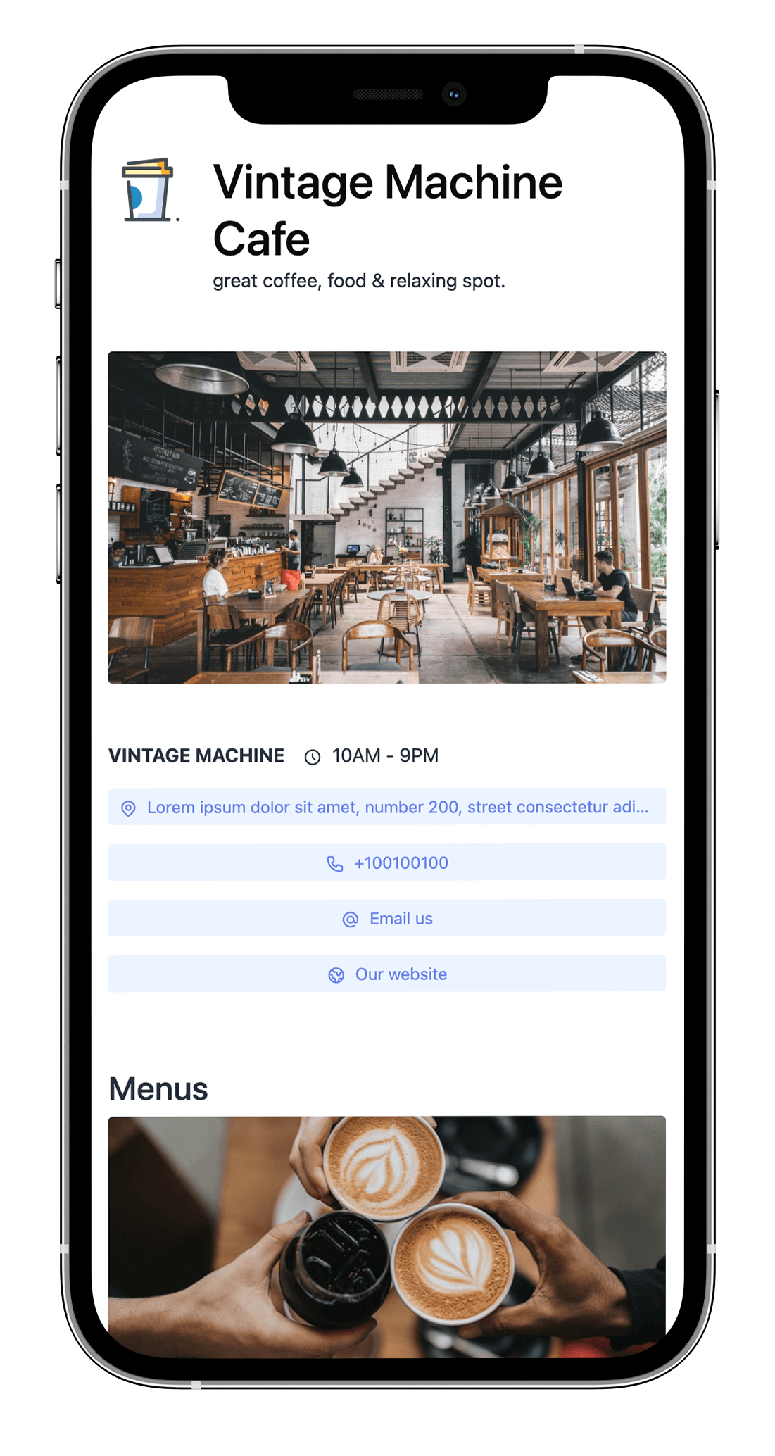 Capture d'écran de la page d'un magasin en vue mobile
